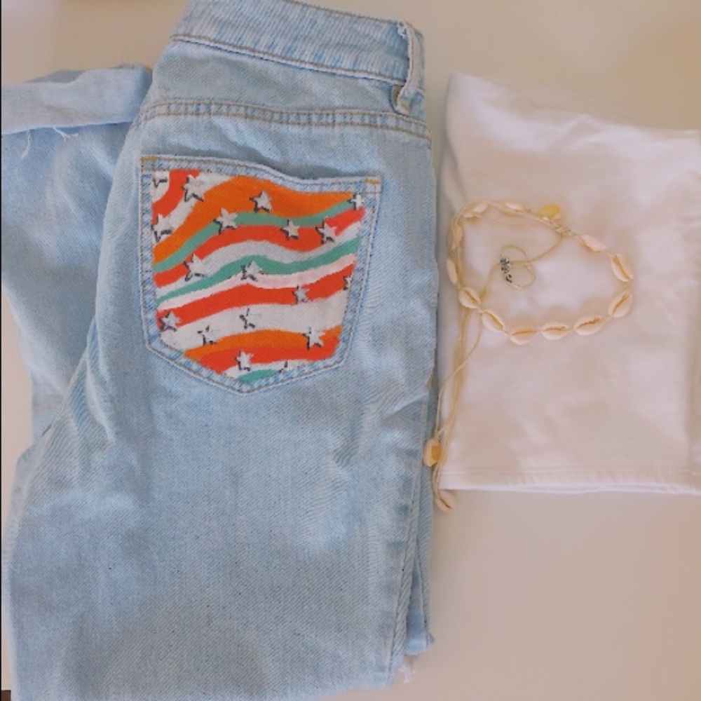 hand painted pacsun mom jeans